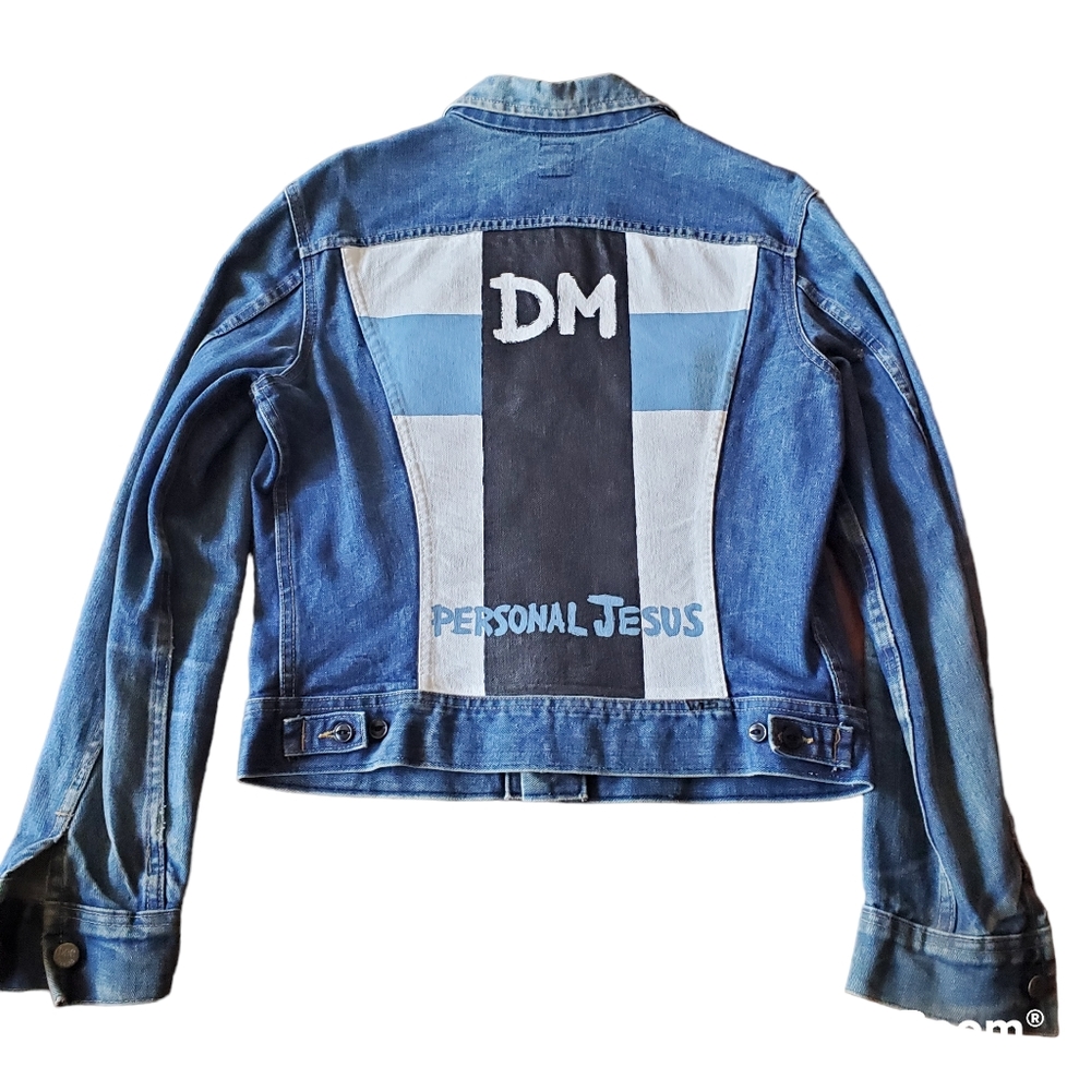 Vintage 90's Hand Painted Depeche Mode Lee Denim Jacket Size 40 Long